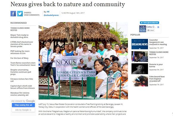 Nexus gives back to nature and community